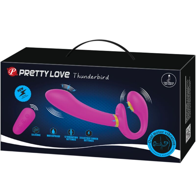 PRETTY LOVE - THUNDERBIRD DOUBLE STRAP-ON VIBRATOR REMOTE CONTROL PURPLE - Image 7