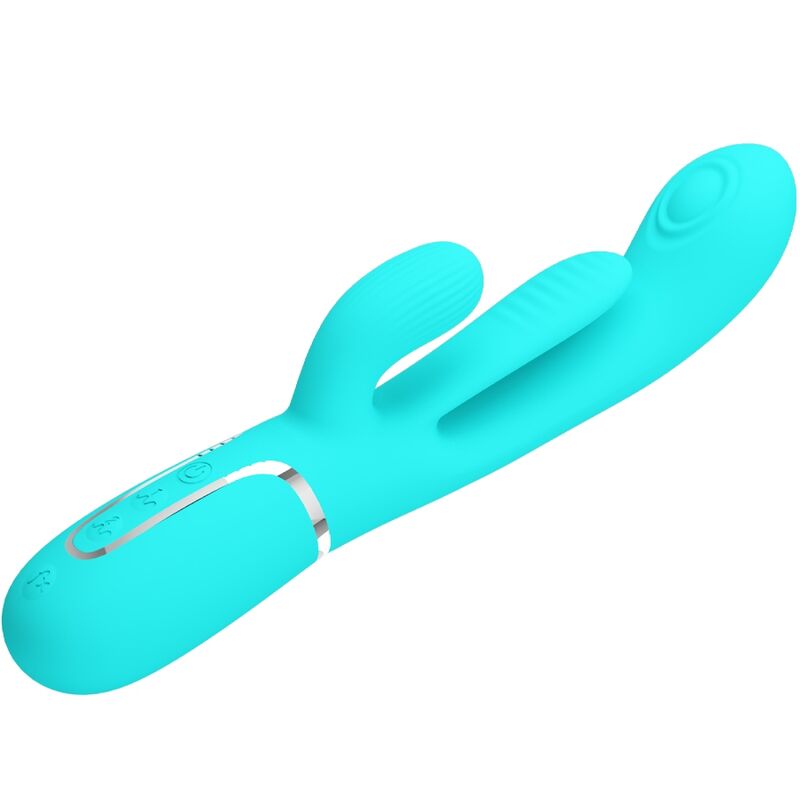 PRETTY LOVE - SHANIA TRIPLE RABBIT MULTIFUNCTION VIBRATOR 3 IN 1 BLUE - Image 5