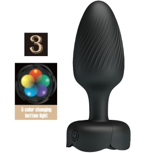 PRETTY LOVE - OSBORN ANAL PLUG WITH  LED LIGHT BLACK 9.8 CM