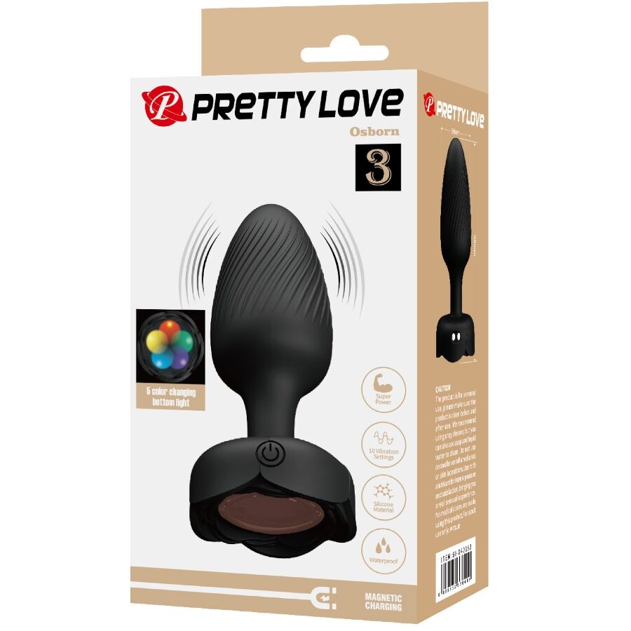 PRETTY LOVE - OSBORN ANAL PLUG WITH LED LIGHT BLACK 9.8 CM - Image 9