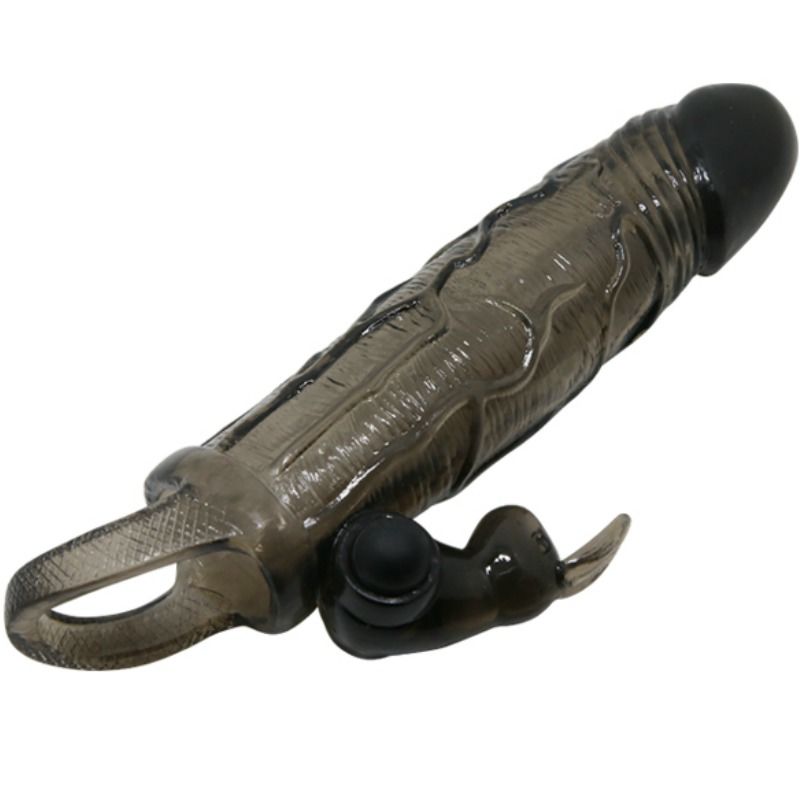 BAILE - BRAVE MAN PENIS COVER WITH RABBIT BLACK 16.5 CM - Image 4