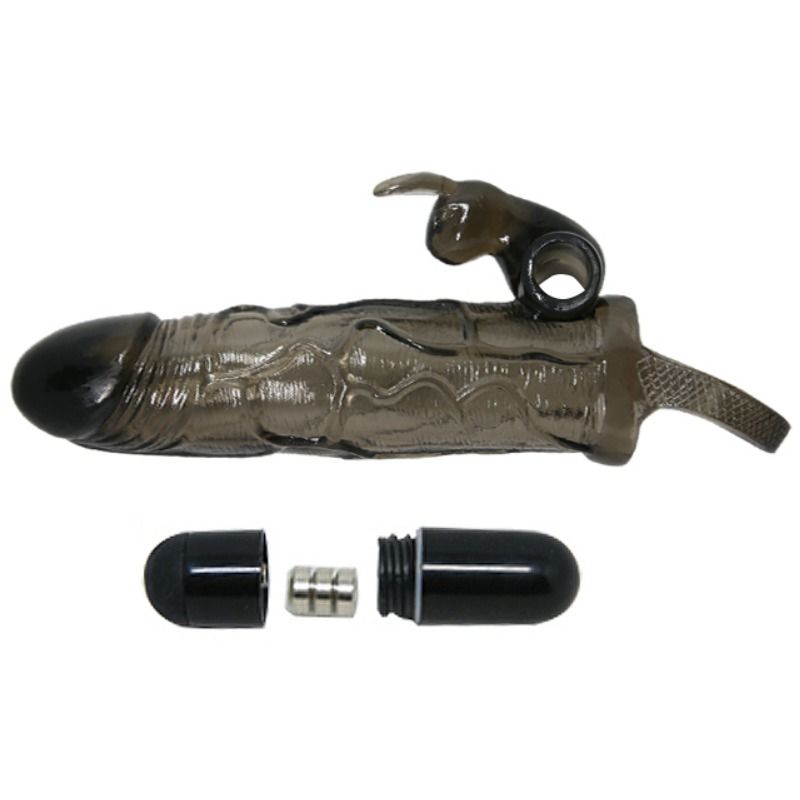BAILE - BRAVE MAN PENIS COVER WITH RABBIT BLACK 16.5 CM - Image 7