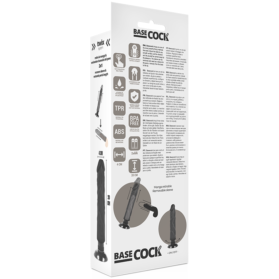 BASECOCK - REALISTIC VIBRATOR 2-1 BLACK 20 CM -O- 4 CM - Image 6