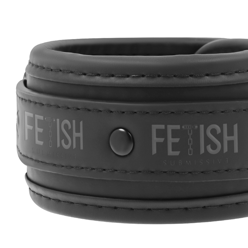 FETISH SUBMISSIVE - VEGAN LEATHER NECKLACE AND HANDCUFFS WITH NOPRENE LINING - Image 4