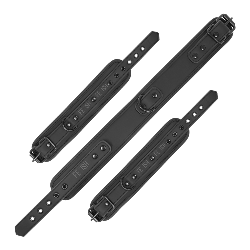 FETISH SUBMISSIVE - VEGAN LEATHER NECKLACE AND HANDCUFFS WITH NOPRENE LINING - Image 5