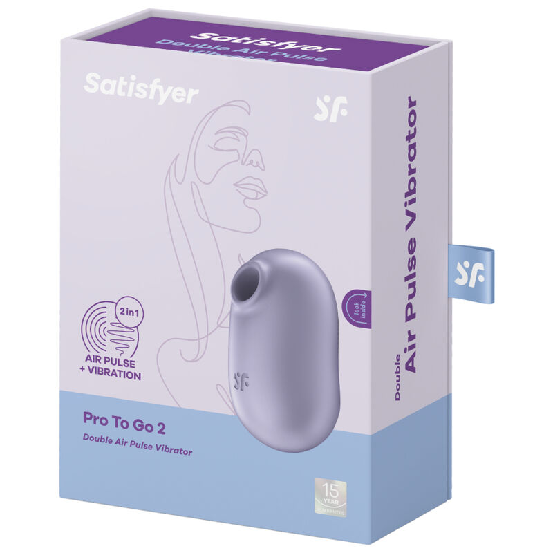 SATISFYER - PRO TO GO 2 DOUBLE AIR PULSE STIMULATOR & VIBRATOR VIOLET - Image 5