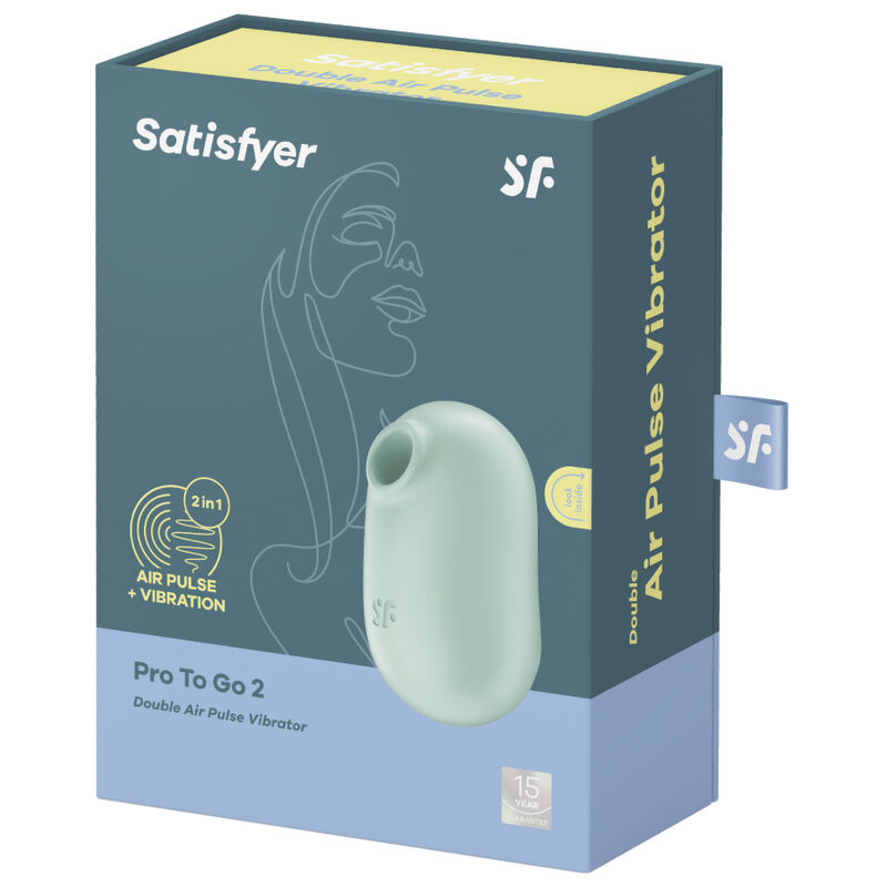 SATISFYER - PRO TO GO 2 DOUBLE AIR PULSE STIMULATOR & VIBRATOR GREEN - Image 5