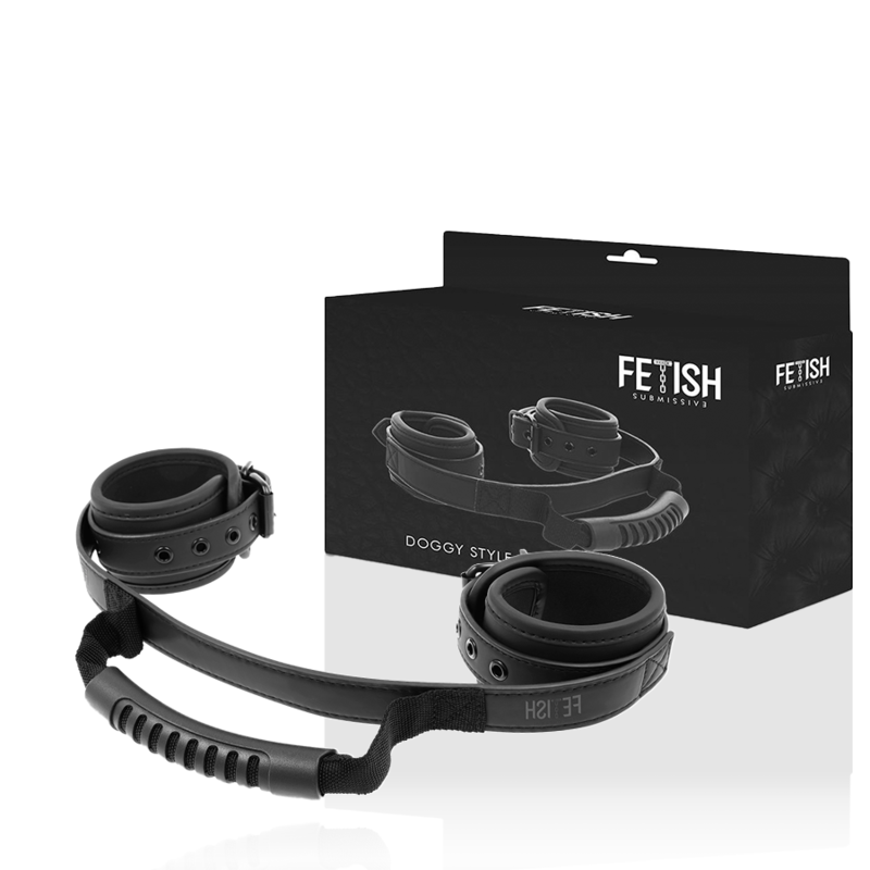 FETISH SUBMISSIVE - NOPRENE LINING HANDCUFFS WITH HANDLE - Image 2