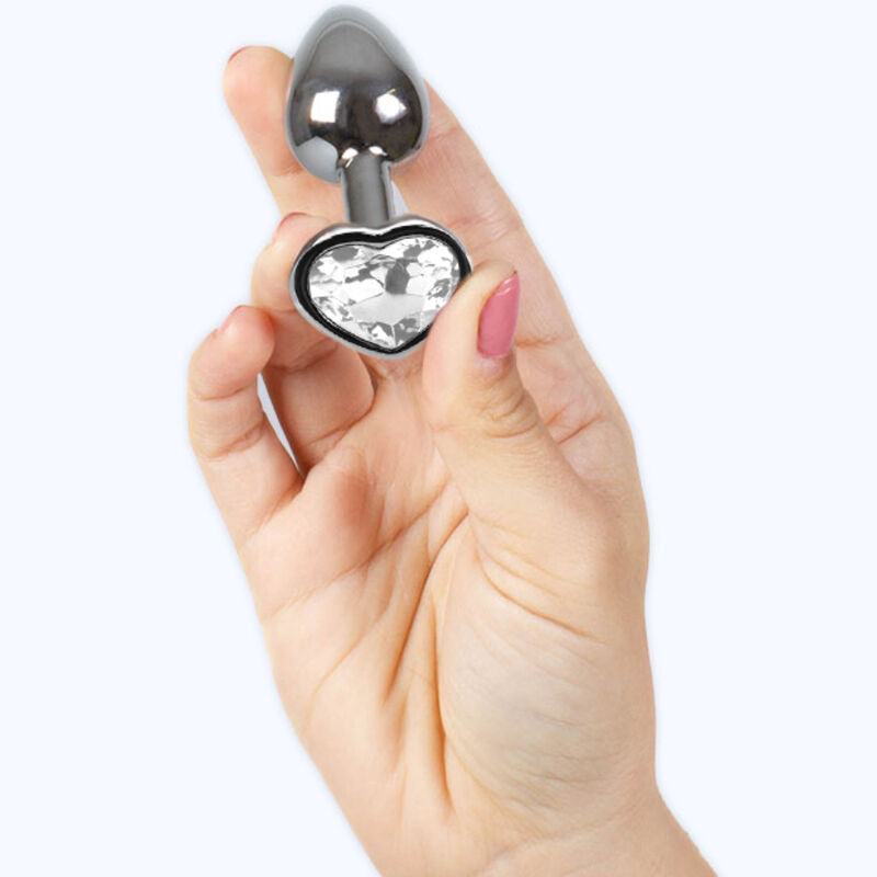 SECRETPLAY - METAL BUTT PLUG CLEAR CRYSTAL HEART SMALL SIZE 7 CM - Image 3
