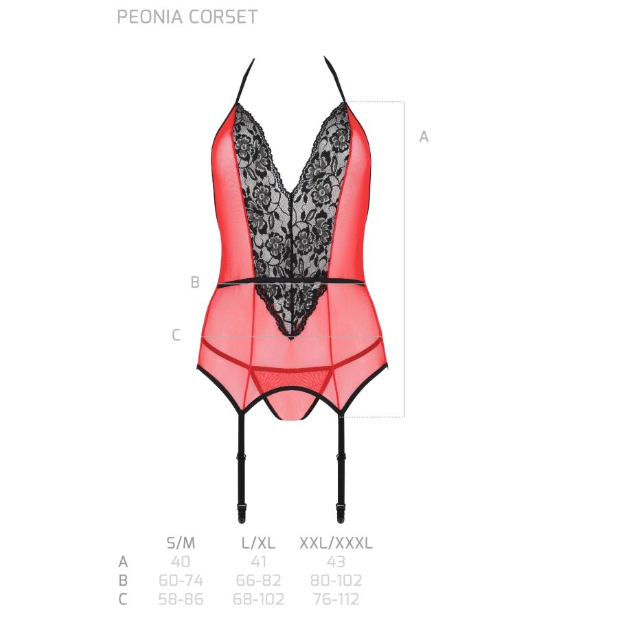 PASSION - PEONIA CORSET EROTIC LINE RED L/XL - Image 6