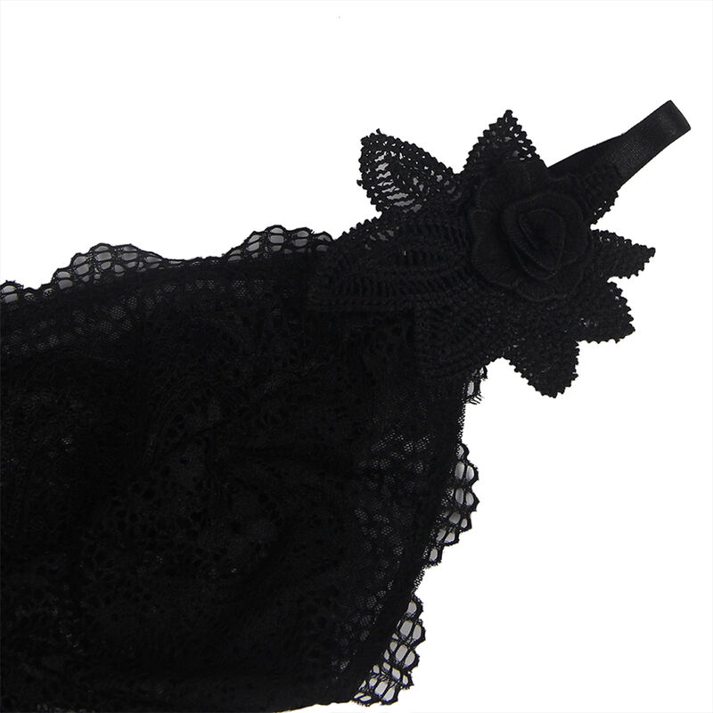 SUBBLIME - BABYDOLL TULLE FABRIC WITH LACE AND FLOWER DETAIL BLACK S/M - Image 7