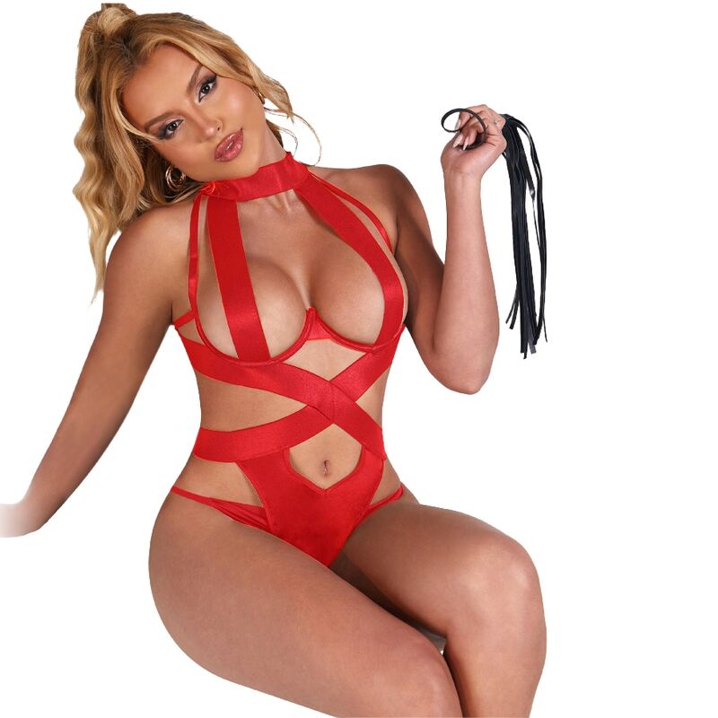 SUBBLIME - SEXY HALTER BODY WITH HARNESS RED L/XL - Image 4
