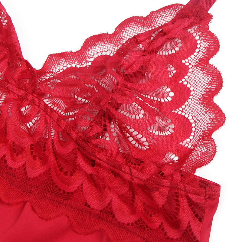 SUBBLIME - SATIN BABYDOLL WITH LACE RED L/XL - Image 8