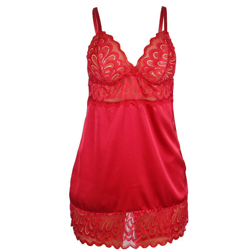 SUBBLIME - SATIN BABYDOLL WITH LACE RED L/XL - Image 5