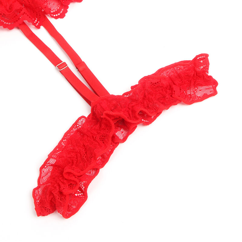 SUBBLIME - TEDDY WITH GARTER WITH LACE DETAIL AND STRIPS RED L/XL - Image 9