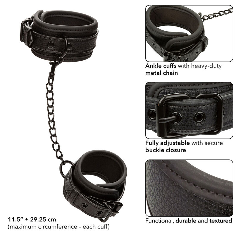 CALEXOTICS - NOCTURNAL ANKLE CUFFS LEATHER ADJUSTABLE BLACK - Image 4