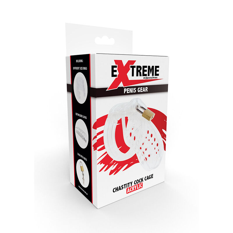 HIDDEN DESIRE - EXTREME CHASTITY COCK CAGE ACRYLIC ADJUSTABLE CLEAR - Image 5