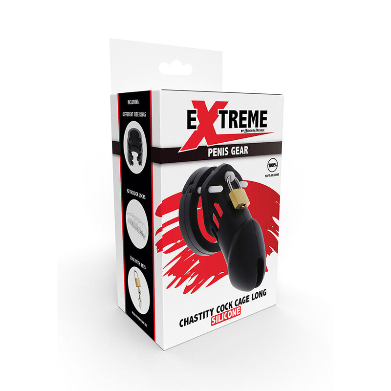 HIDDEN DESIRE - EXTREME CHASTITY COCK CAGE SILICONE SIZE L BLACK - Image 5
