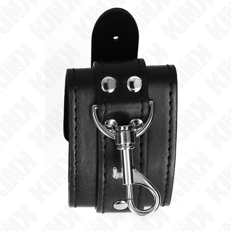 KINK - LOCKABLE DUNGEON WRIST RESTRAINTS BLACK ADJUSTABLE 21-28 CM X 5.5 CM - Image 3