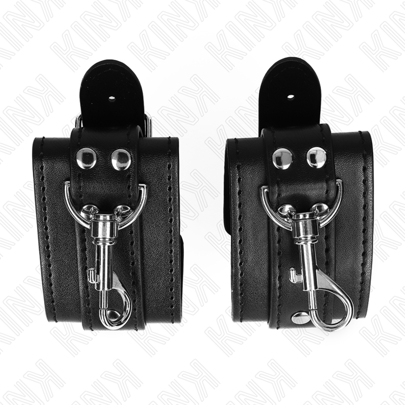 KINK - LOCKABLE DUNGEON WRIST RESTRAINTS BLACK ADJUSTABLE 21-28 CM X 5.5 CM - Image 4