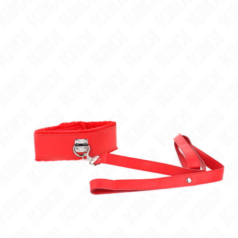 KINK - NECKLACE WITH LEASH 116 CM WITH SILVER STUDS MODEL 4 RED ADJUSTABLE 40-48 CM X 6 CM - Image 2