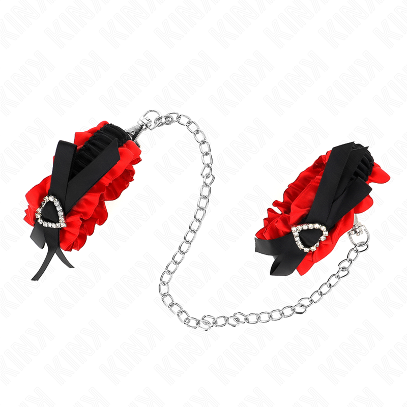 KINK - LACE ELASTIC WRIST RESTRAINTS RED HEART DETAILS ADJUSTABLE 22-35 CM - Image 2