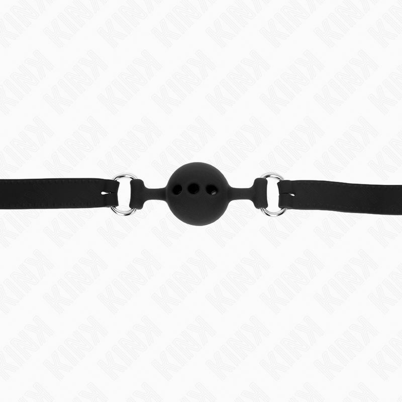 KINK - FULL SILICONE GAG 55 x 2 CM WITH 4 CM BALL SIZE S BLACK ADJUSTABLE 35-51 CM - Image 5