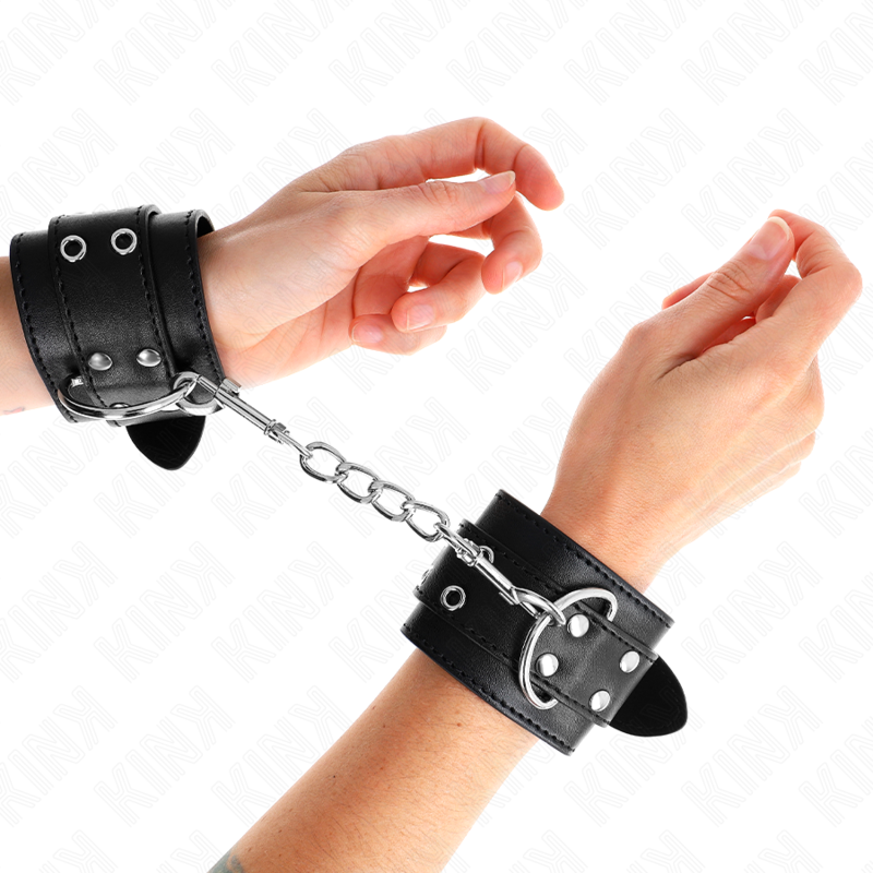 KINK - DOUBLE BUCKLE WRIST RESTRAINTS BLACK ADJUSTABLE 19-26 CM - Image 4