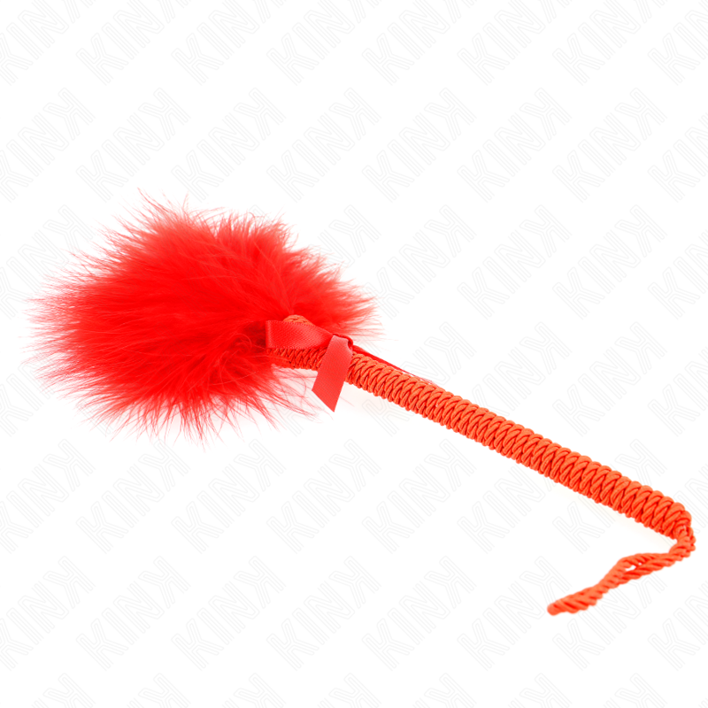 KINK - NYLON ROPE WAND WITH TICKLE FEATHERS AND RED BOW 25 CM - Image 3