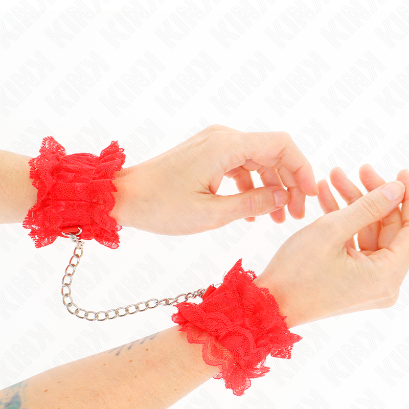 KINK - LACE ELASTIC WRIST RESTRAINTS RED - Image 3