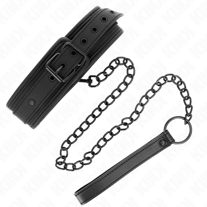 KINK - NEOPRENE BONDAGE COLLAR MODEL 1 WITH BELT 78 CM ADJUSTABLE 37.5 X 49.5 CM - Image 5