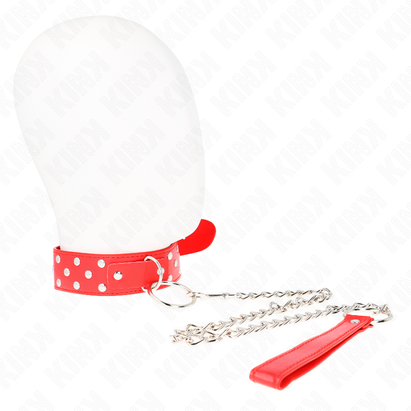 KINK - RING RIVET STRAP NECKLACE WITH BELT 65 CM RED ADJUSTABLE 36-50 CM X 3.8 CM - Image 2