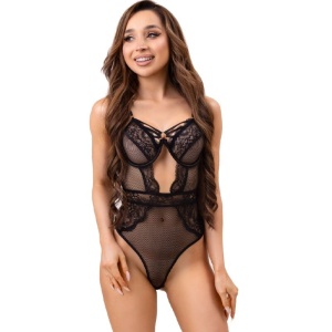 LIVCO CORSETTI FASHION - PAULA LC 20209 BODY WITH LACE DECORATIONS BLACK L/XL