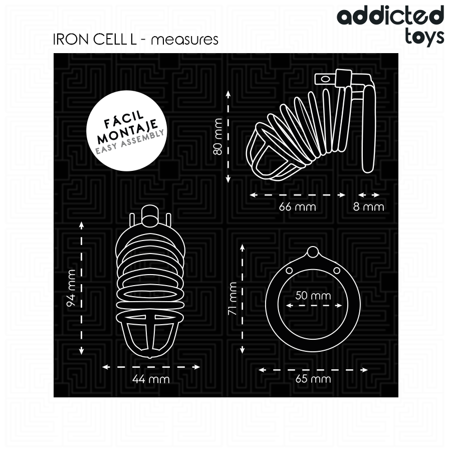 ADDICTED TOYS LOCKED - IRON CELL METAL PENIS CAGE 5 CM SIZE L - Image 5