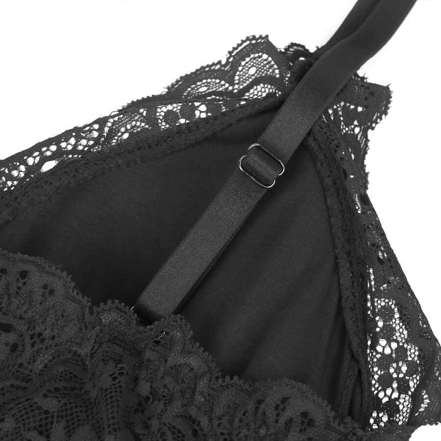 SUBBLIME - BLACK FLORAL LACE DETAIL TEDDY S/M - Image 15