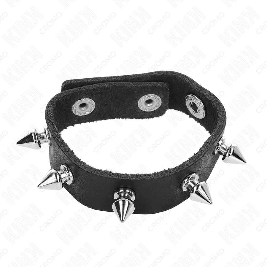 KINK - LEATHER PENIS RING WITH SPIKES 21.5 X 1.6 CM - Image 4