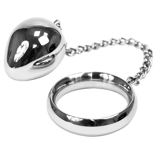 METAL HARD - COCK RING 50MM + CHAIN WITH METAL BALL - Image 2
