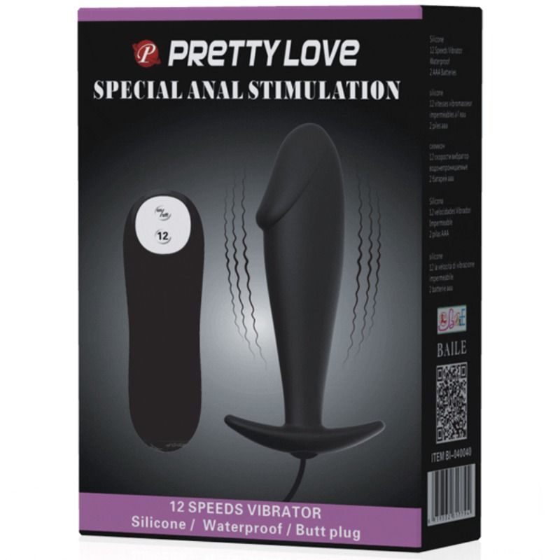 PRETTY LOVE - SILICONE ANAL PLUG PENIS FORM AND 12 VIBRATION MODES BLACK - Image 7